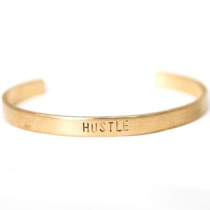 Bang-up Betty OS Brass Hand-Stamped "Hustle" Mantra Cuff Bracelet